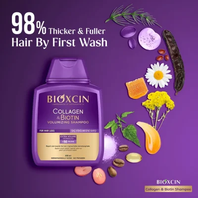 شامپو حجم دهنده و ضد ریزش بیوکسین بنفش Bioxcin حجم ۳۰۰ میلی لیتر