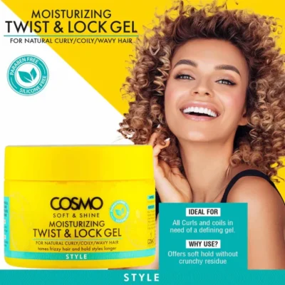 ژل حالت دهنده آبرسان و قفل كننده موي فر COSMO
